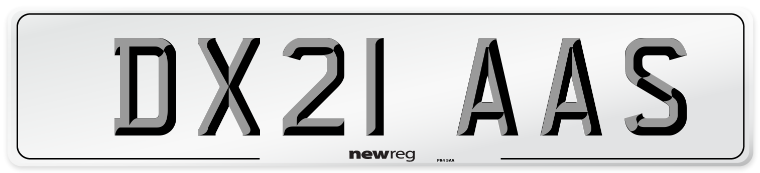 DX21 AAS Number Plate from New Reg